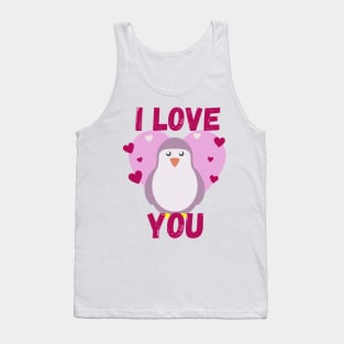 Purple penguin I love you Tank Top